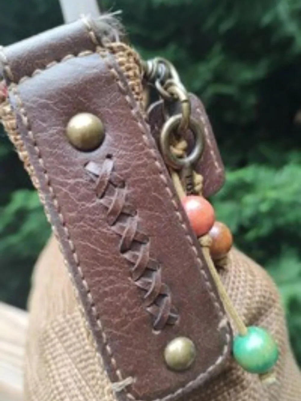 FOSSIL Woven Purse Handbag Medium w/ Key and Charms